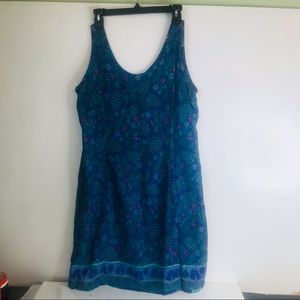 Rainbow-Jo Blue/Green Tropical Print Zipper Dress